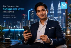 4D Special Draw Malaysia: Complete 2026 Guide 3 Premium guide image showing a Malaysian man with a 4D ticket and phone for the 4D special draw in Malaysia
