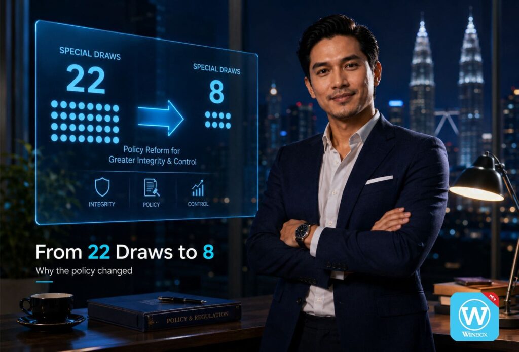 4D Special Draw Malaysia: Complete 2026 Guide 4 Professional Malaysian man beside an infographic showing 4D special draws reduced from 22 to 8