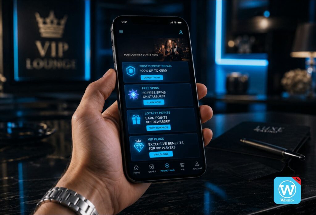 Free Slot Game vs. Real Money Slot: Which Online Casino Game Is Better? 5 Smartphone displaying online casino promotions including deposit bonus, free spins and VIP perks