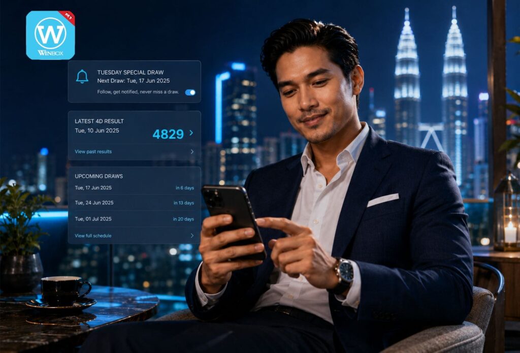 4D Special Draw Malaysia: Complete 2026 Guide 9 Man using a phone to check 4D results and upcoming Tuesday special draw dates on a mobile app