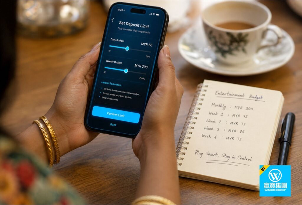 Malaysian player setting daily and weekly deposit limits on a responsible gambling app