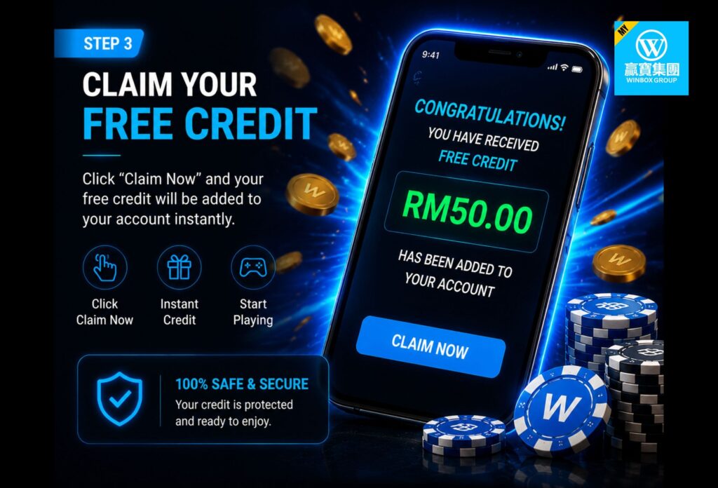 Winbox Free Credit 2026: Claim Free Credit Bonuses at Official Winbox Malaysia 9 Click on free credit promotion to redeem it