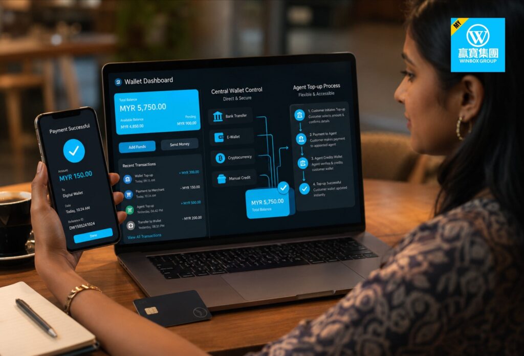 Malaysian player comparing central wallet control and agent top-up process for online casino payments